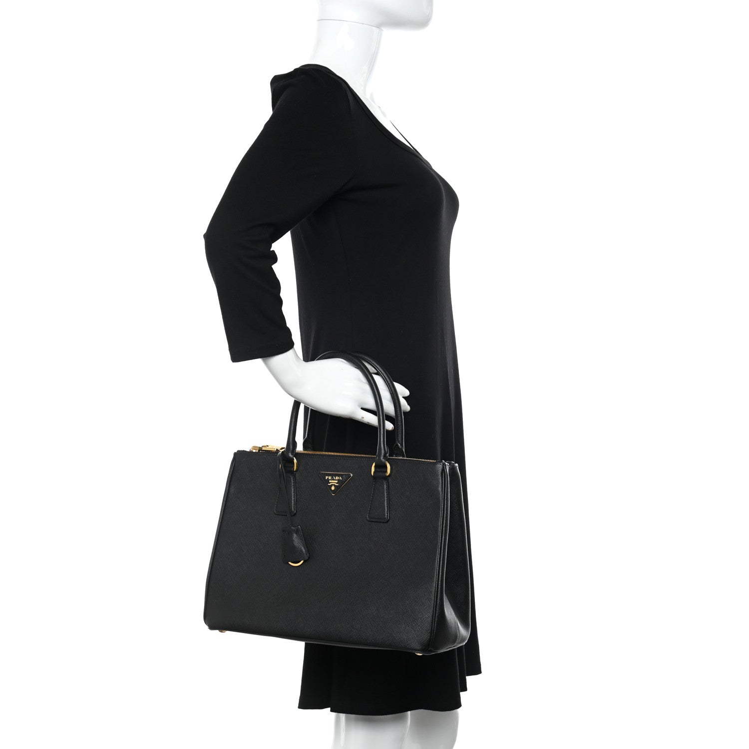 Prada Saffiano Lux Large Galleria Double Zip Tote Black 2 of 13