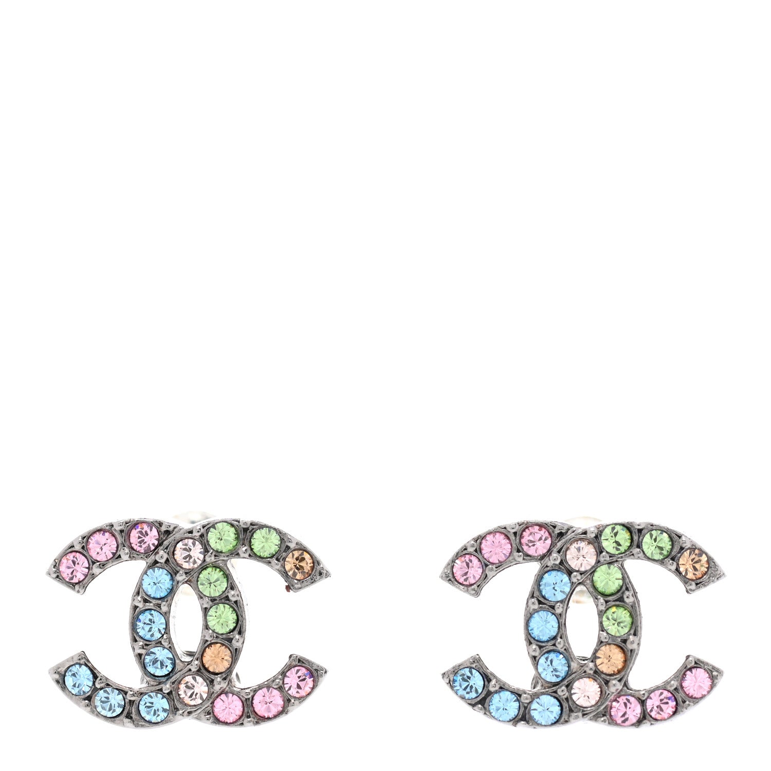 Chanel Ruthenium Crystal CC Earrings Multicolor 1 of 5