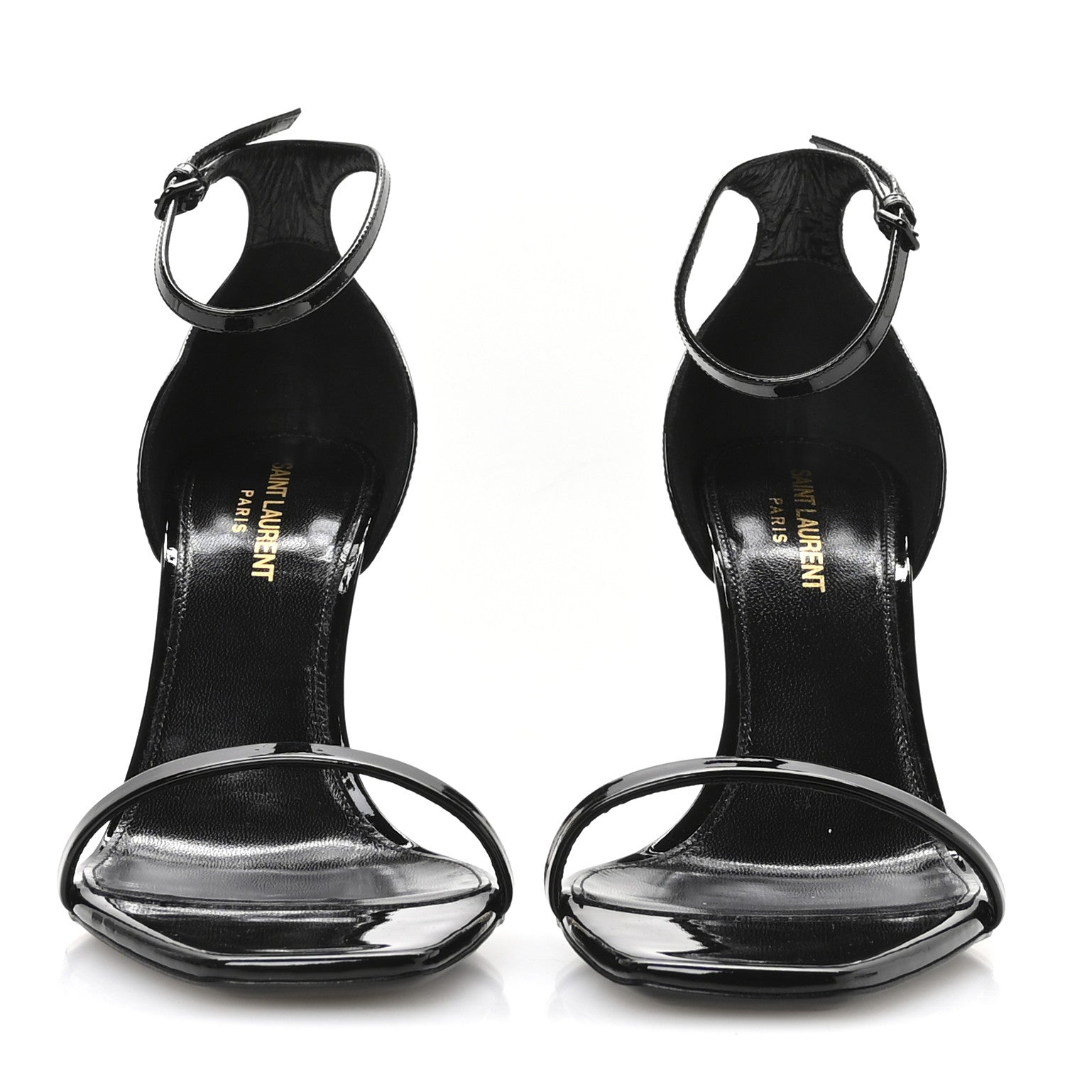 Saint Laurent Patent Calfskin Opyum 85 Sandals 39.5 Black Gold 3 of 9