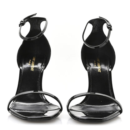 Saint Laurent Patent Calfskin Opyum 85 Sandals 39.5 Black Gold 3 of 9