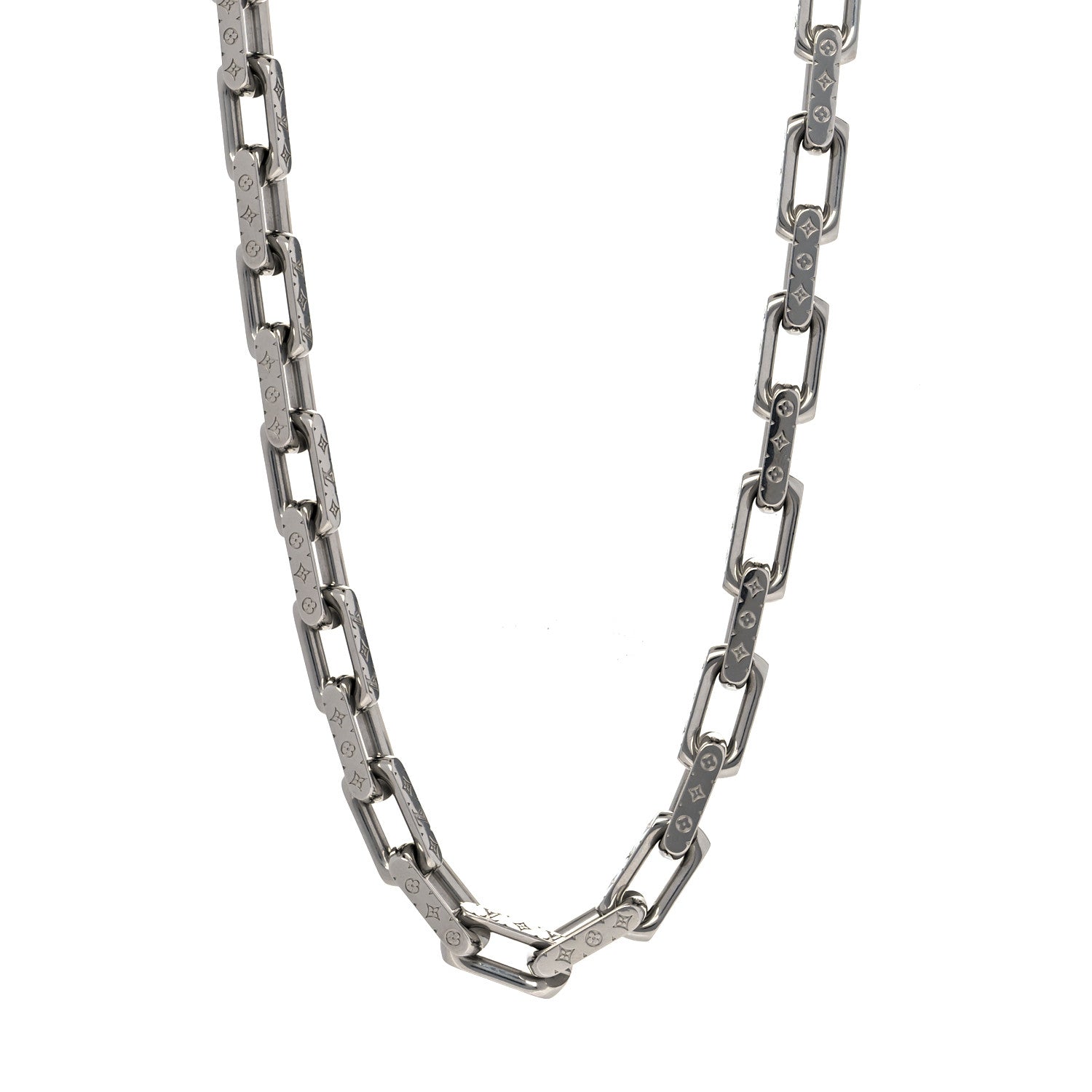 Louis Vuitton Monogram Chain Necklace Silver 1 of 5