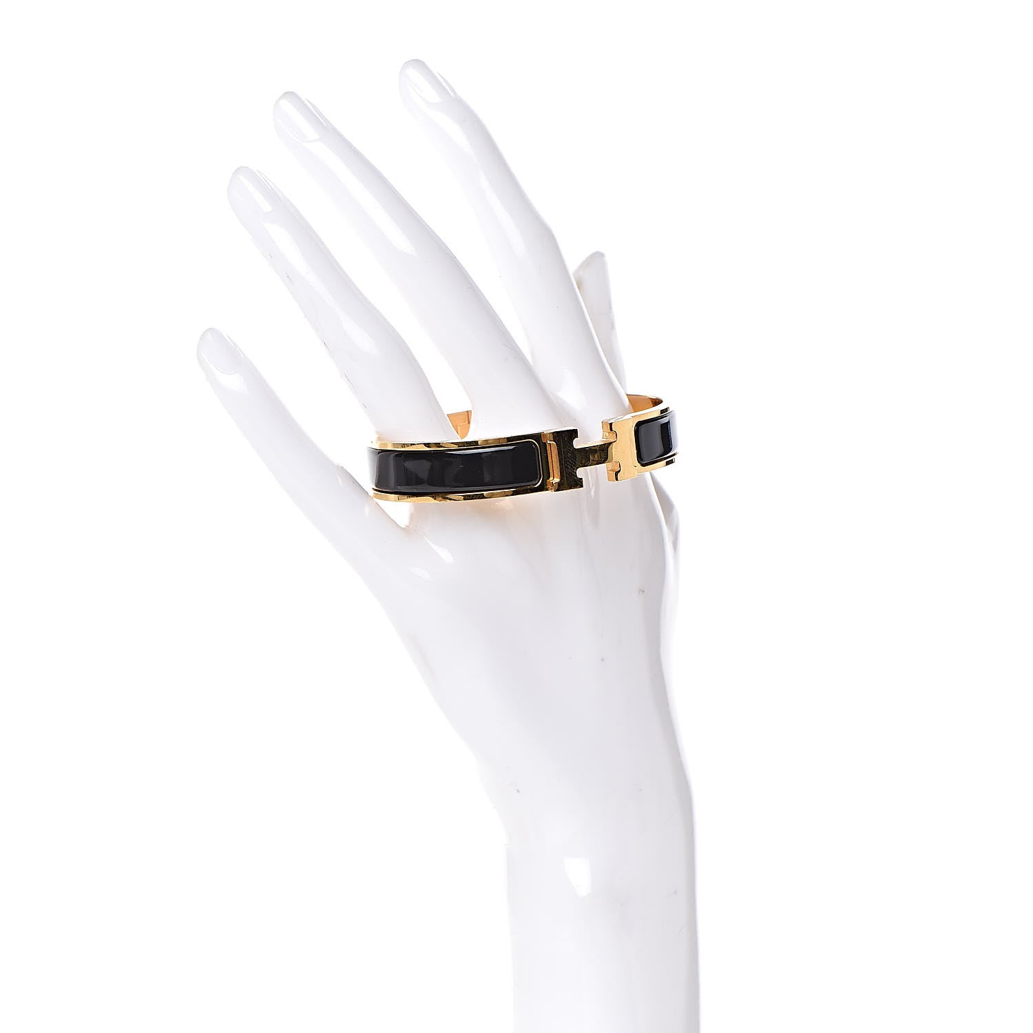 Hermes Enamel Narrow Clic Clac H Bracelet GM Black 2 of 7