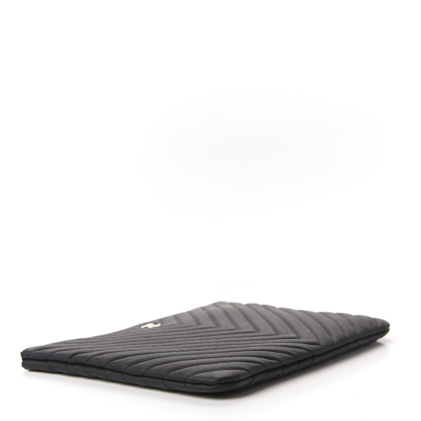 Caviar Chevron Quilted Medium Cosmetic Case Black