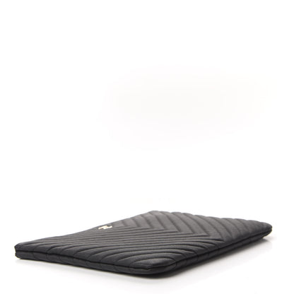 Chanel Caviar Chevron Quilted Medium Cosmetic Case Black 4 of 8