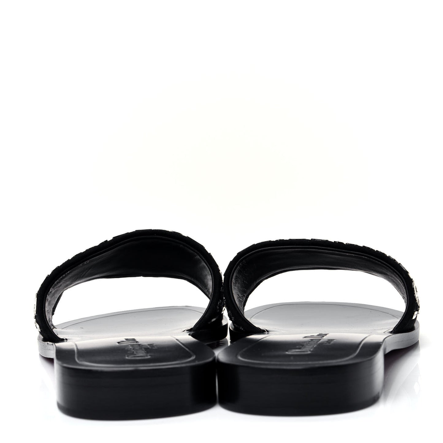 Embroidered Mirror Club Sandal 38 Black Silver