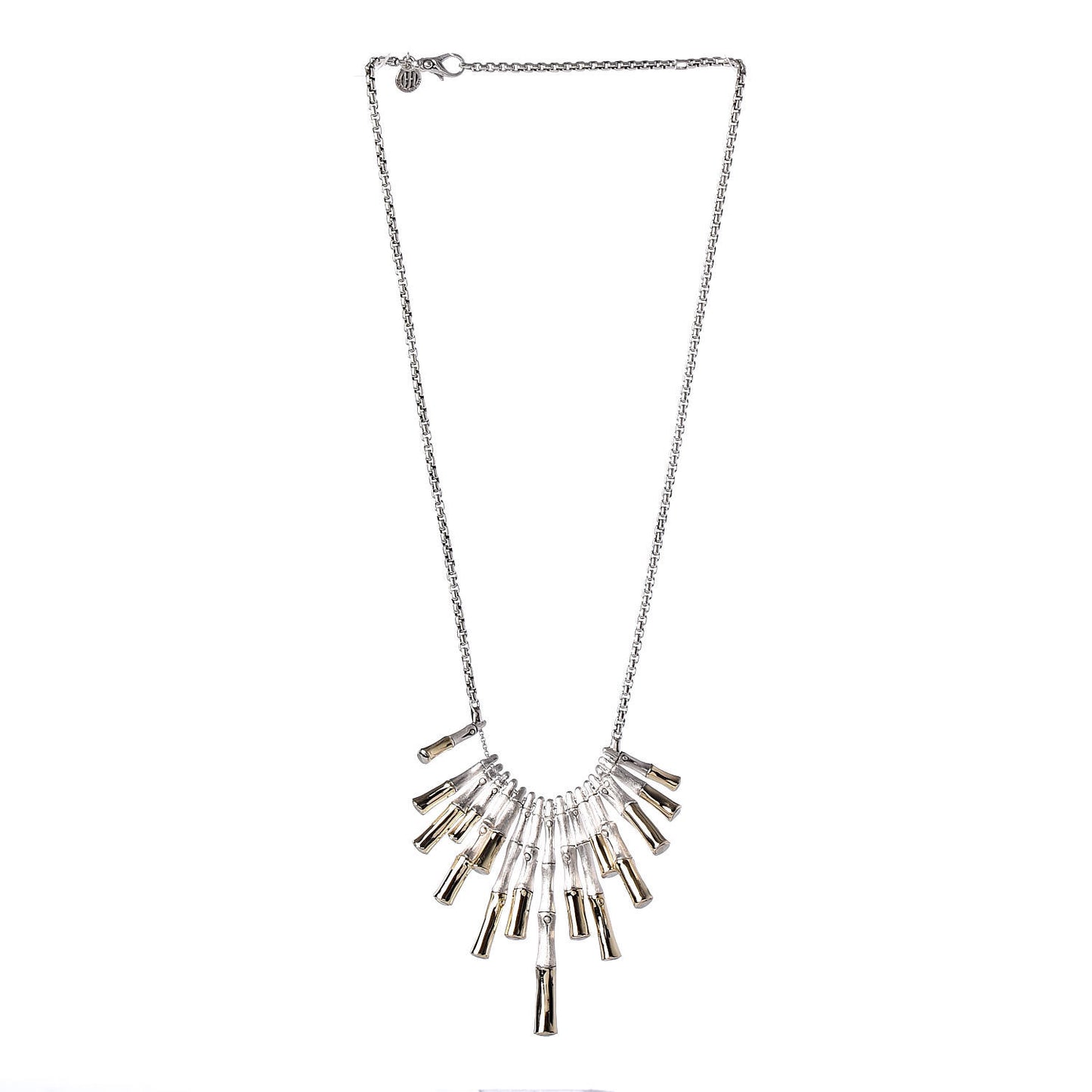 Sterling Silver 18K Yellow Gold Bamboo Bib Necklace