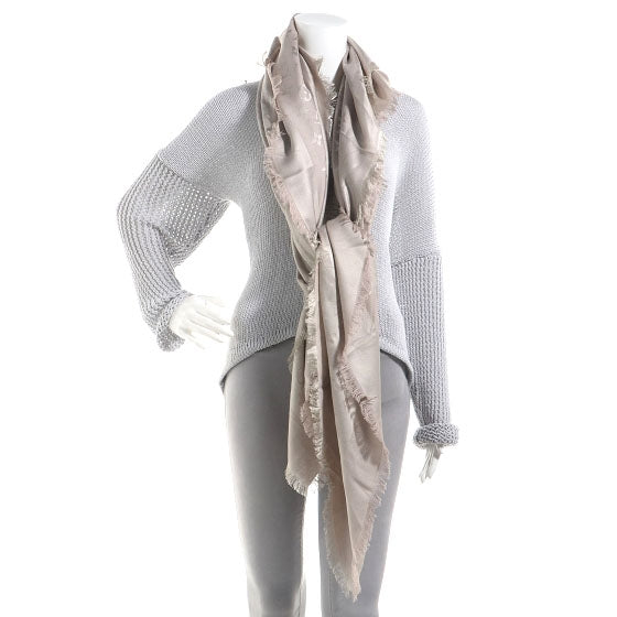 Silk Wool Monogram Shawl Beige
