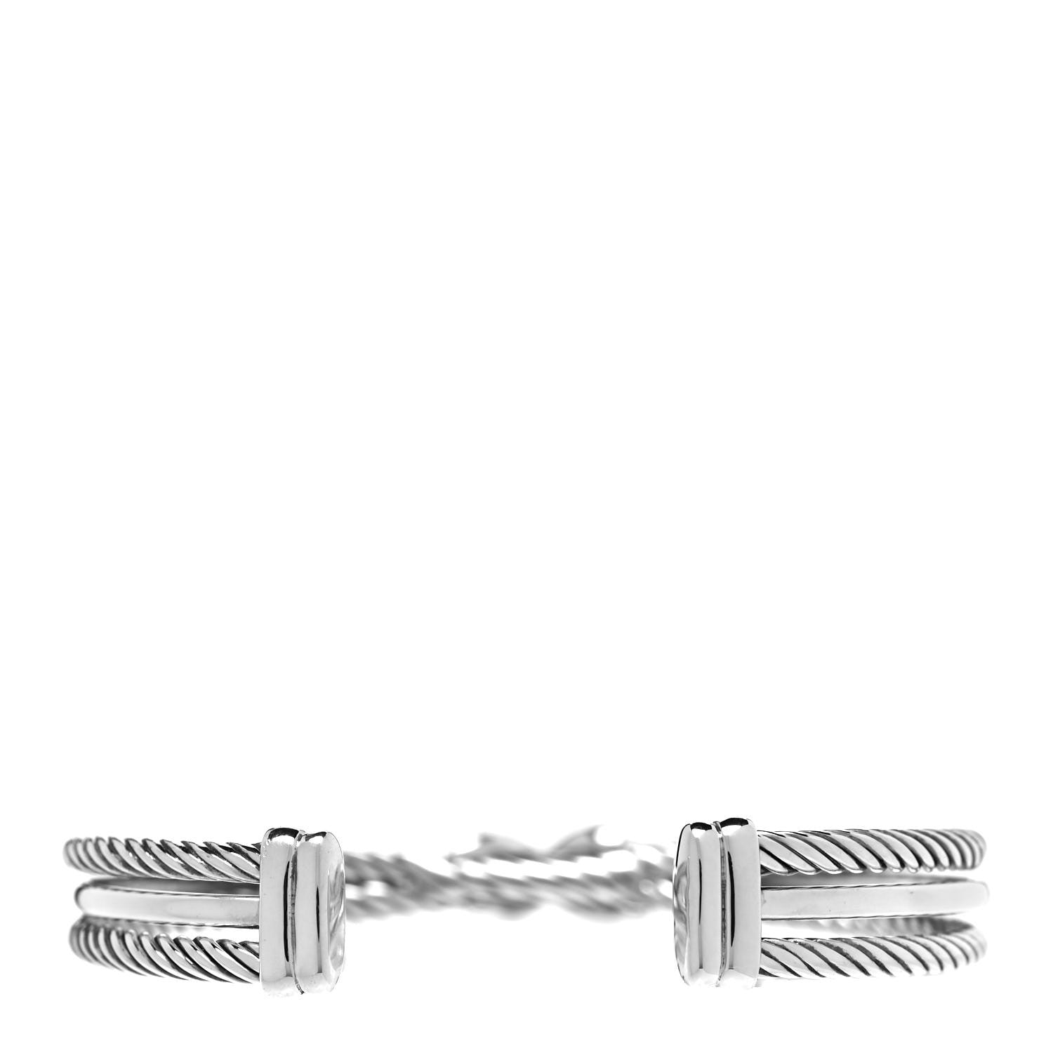 David Yurman Sterling Silver Diamond 7mm Crossover X Bracelet 3 of 4