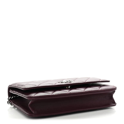 Chanel Lambskin Quilted Enamel CC Wallet On Chain WOC Burgundy 4 of 13