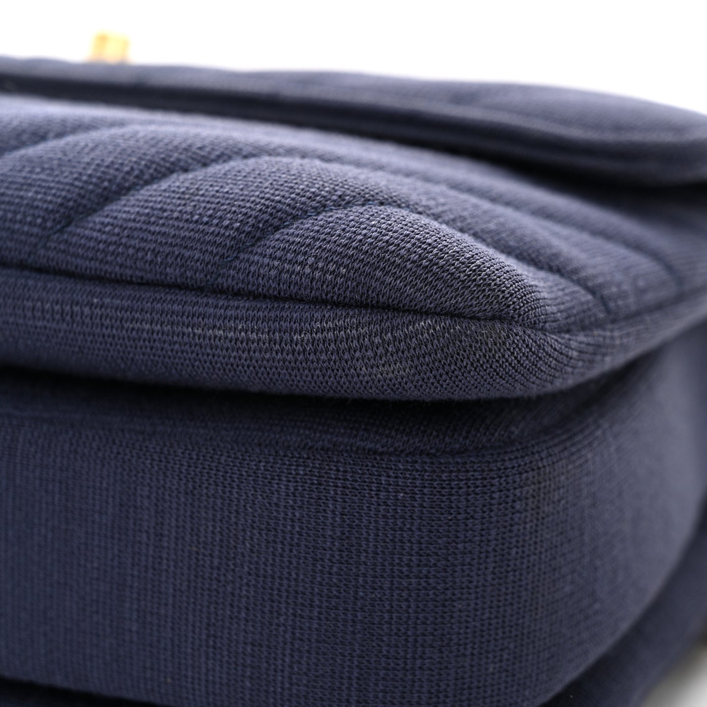 Jersey Chevron Quilted Small Trendy CC Dual Handle Flap Bag Navy Blue