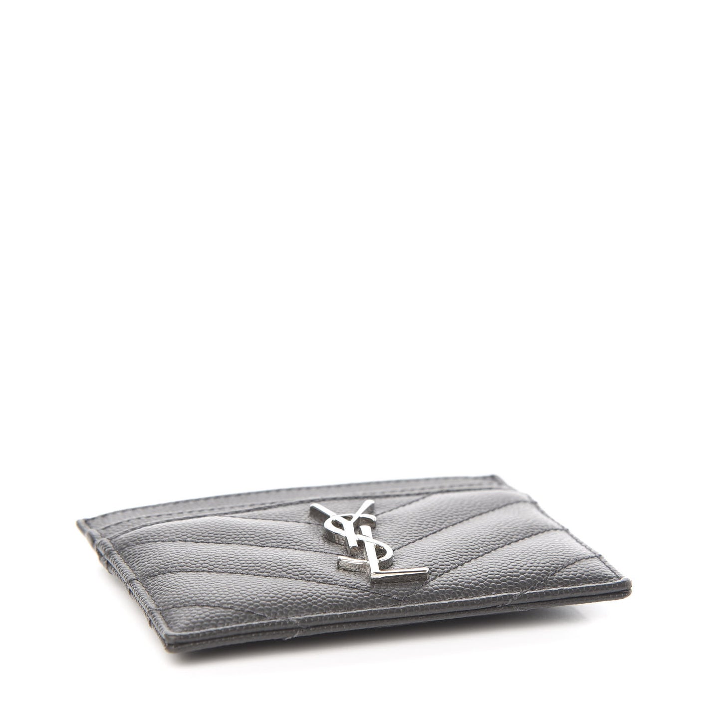 Grain De Poudre Matelasse Chevron Monogram Credit Card Case Coal