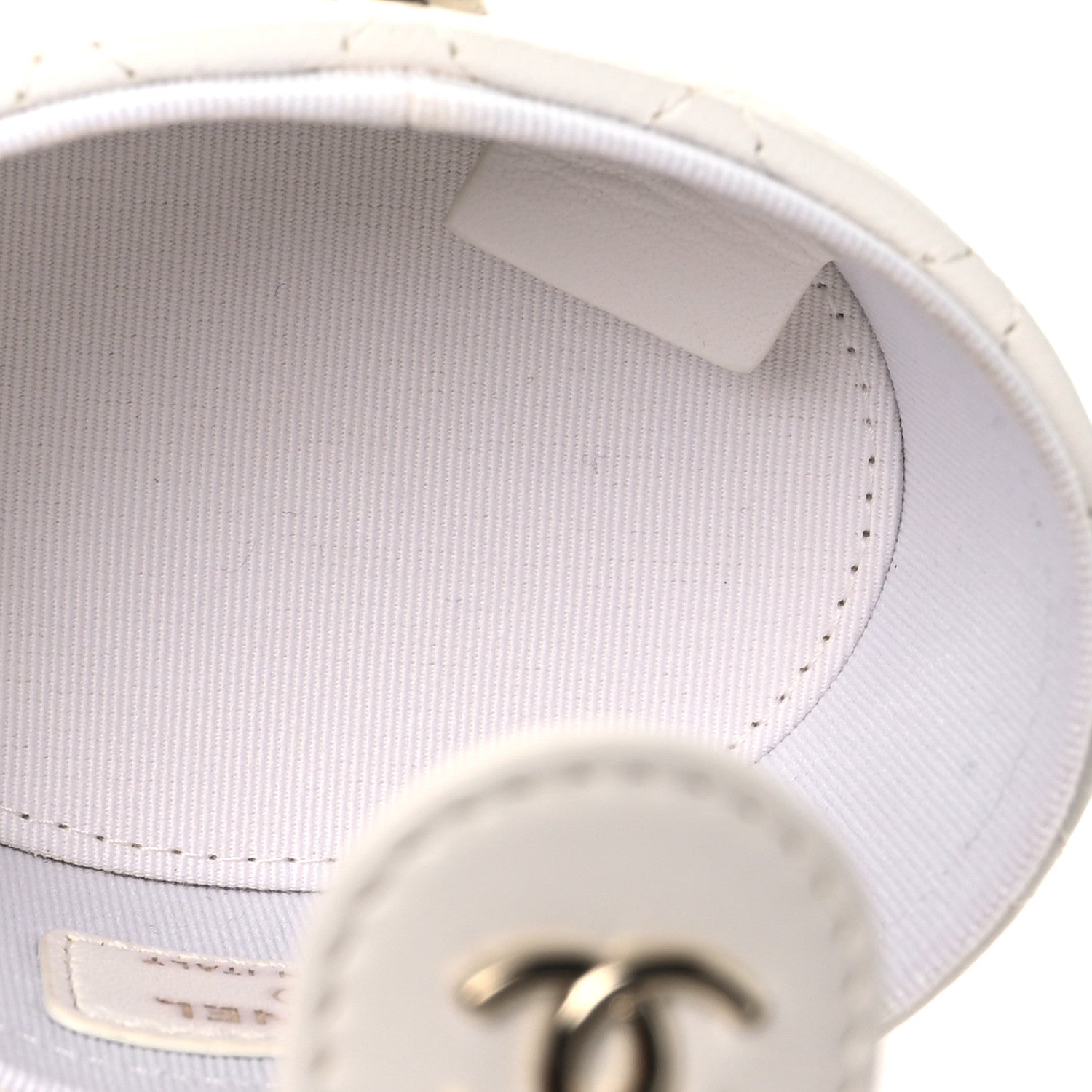 Chanel Lambskin Quilted Round Mini Vanity Case With Chain Case With Chain White 5 of 12