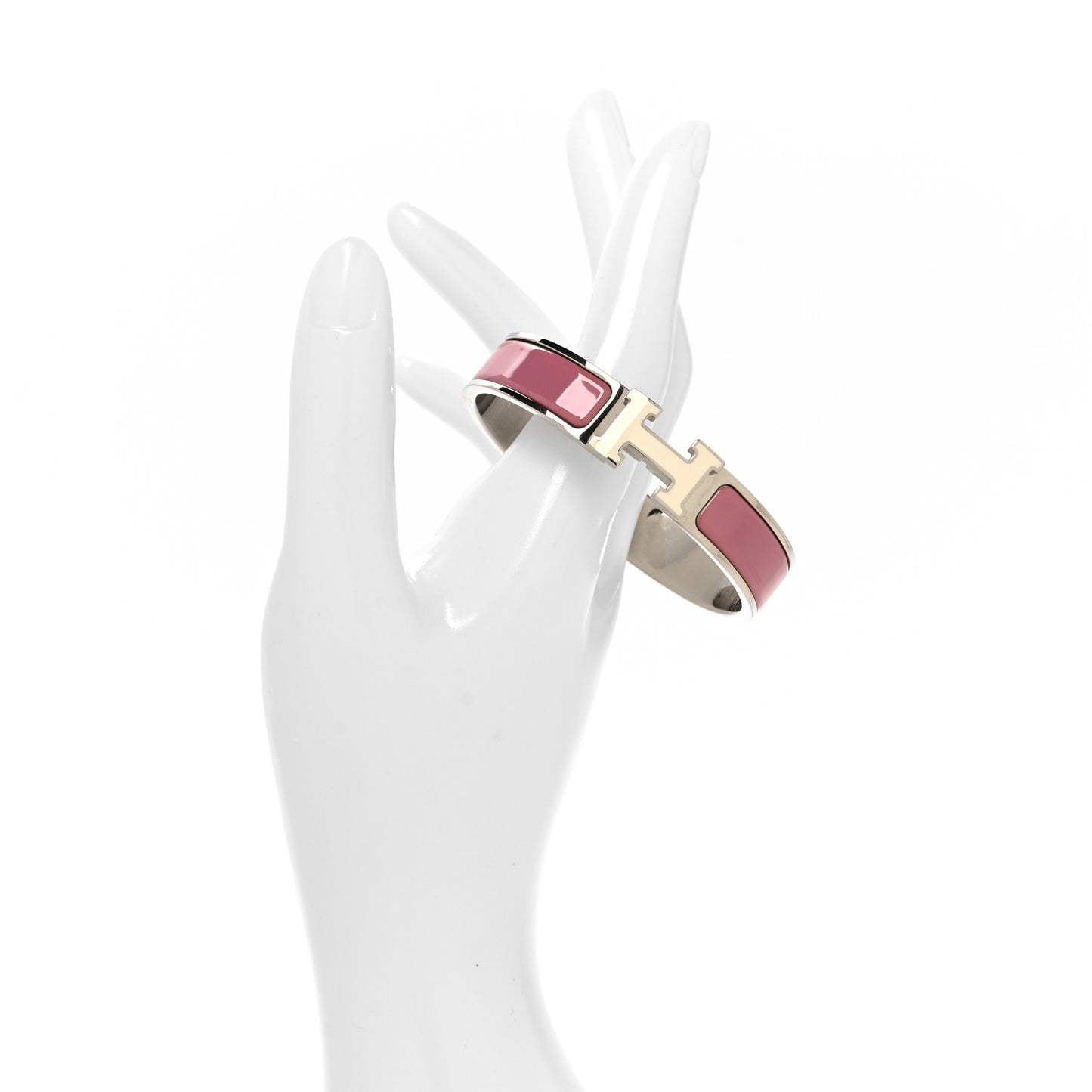 Enamel Narrow Clic Clac H Bracelet PM Rose Velours White