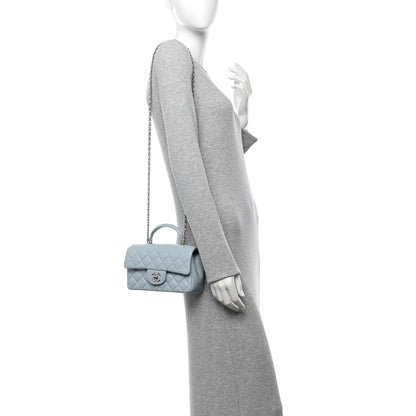 Chanel Lambskin Quilted Mini Top Handle Rectangular Flap Light Blue 2 of 10