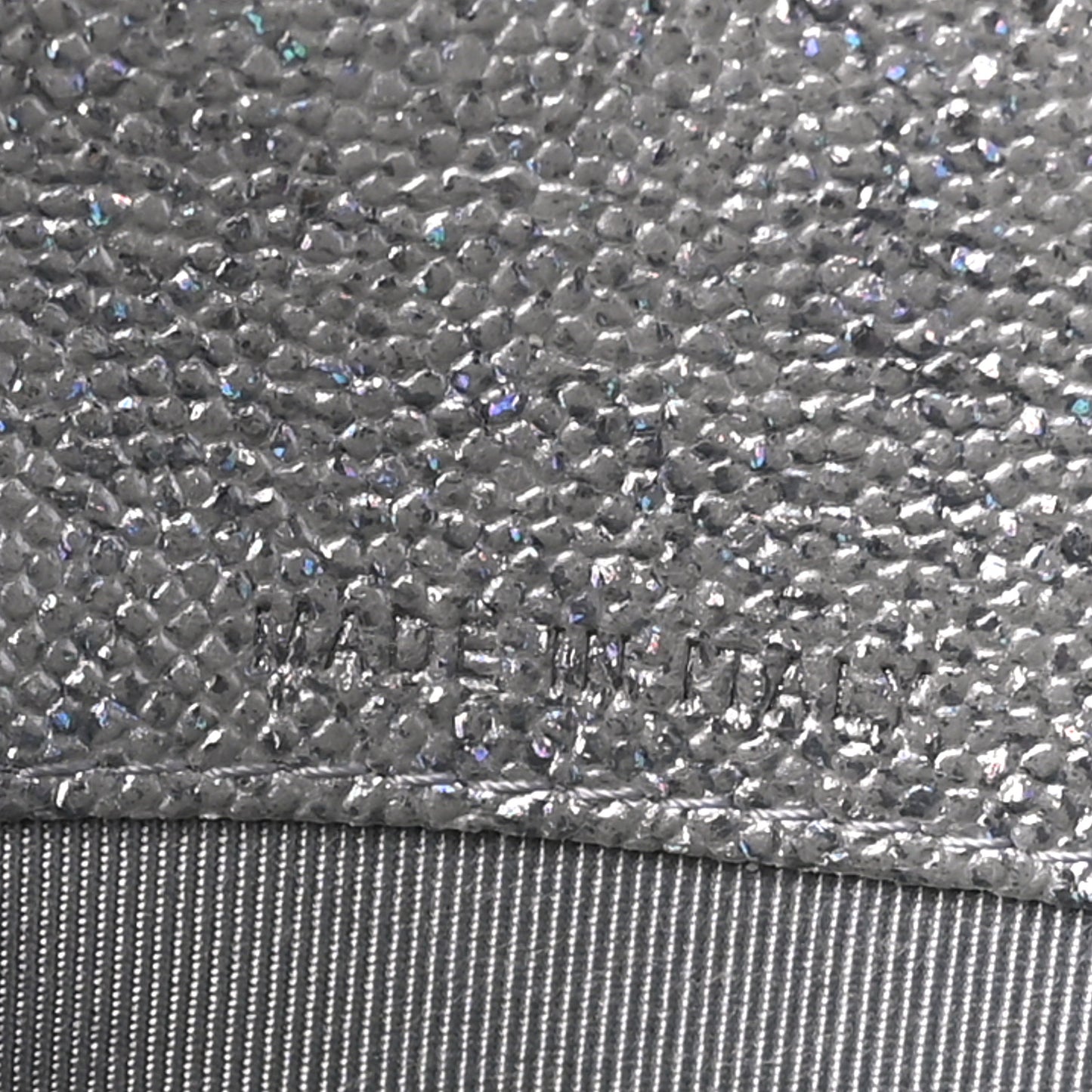 Glittered Metallic Caviar Quilted Large Flap Wallet Silver