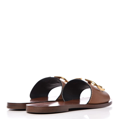 Valentino Garavani Grainy Cowhide Vlogo Flat Slide Sandals 38 Cuoio 4 of 11