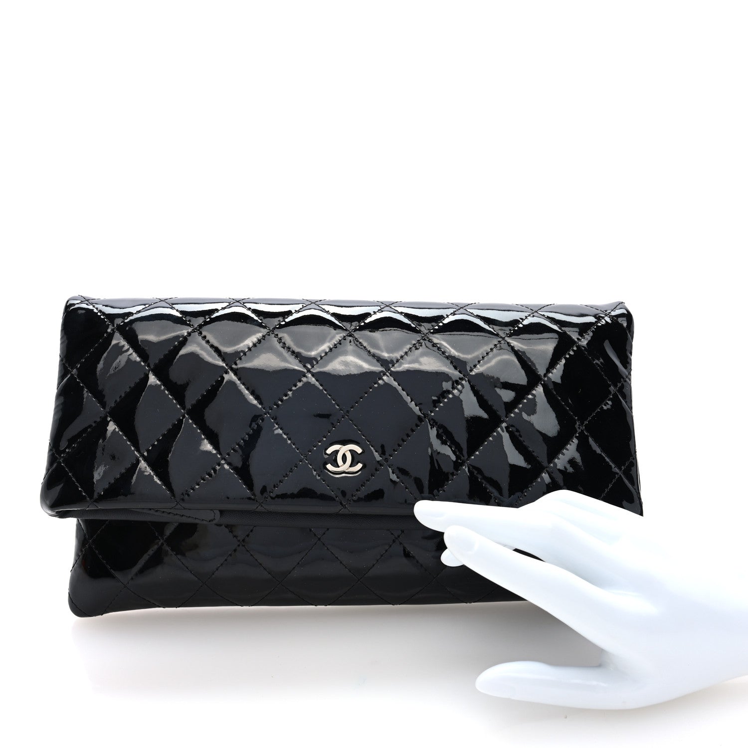 Chanel Patent Calfskin Quilted Beauty CC Clutch Black 2 of 7