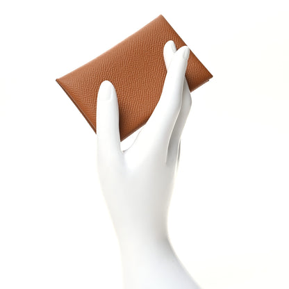 Hermes Epsom Calvi Card Case Gold 2 of 12
