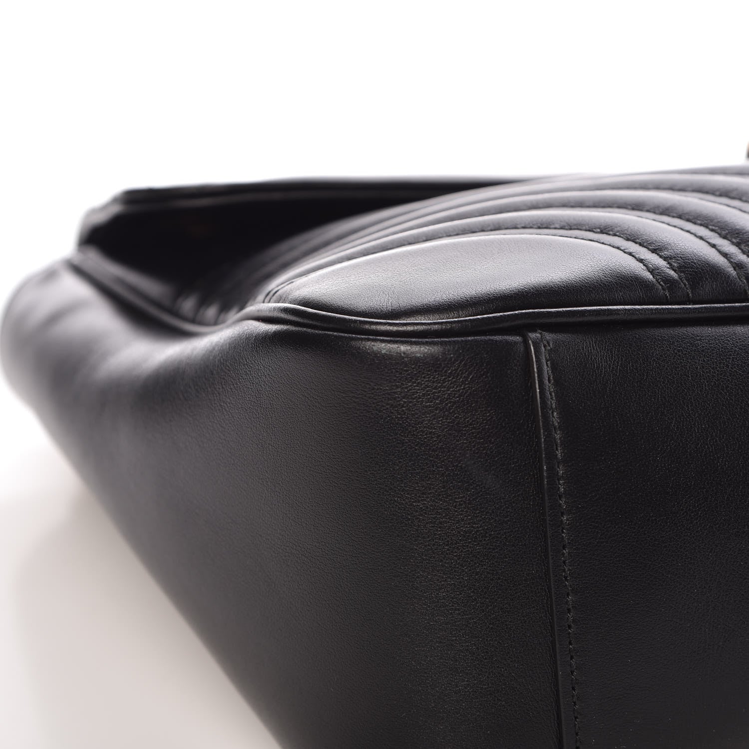 Gucci Calfskin Matelasse Large GG Marmont Shoulder Bag Black 9 of 13