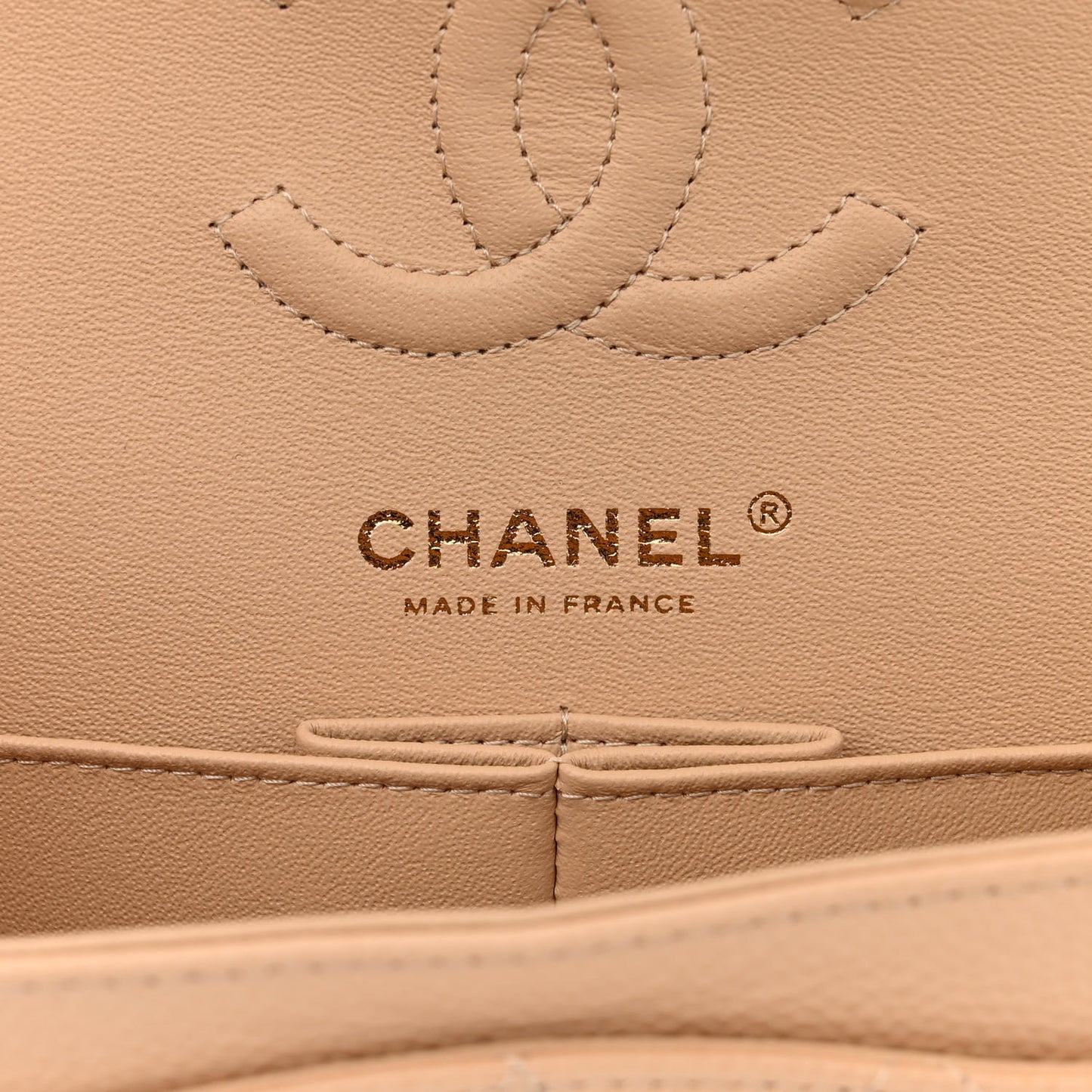 Caviar Quilted Small Double Flap Beige