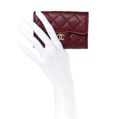 Chanel Caviar Quilted Flap Card Holder Wallet Burgundy 2 of 9