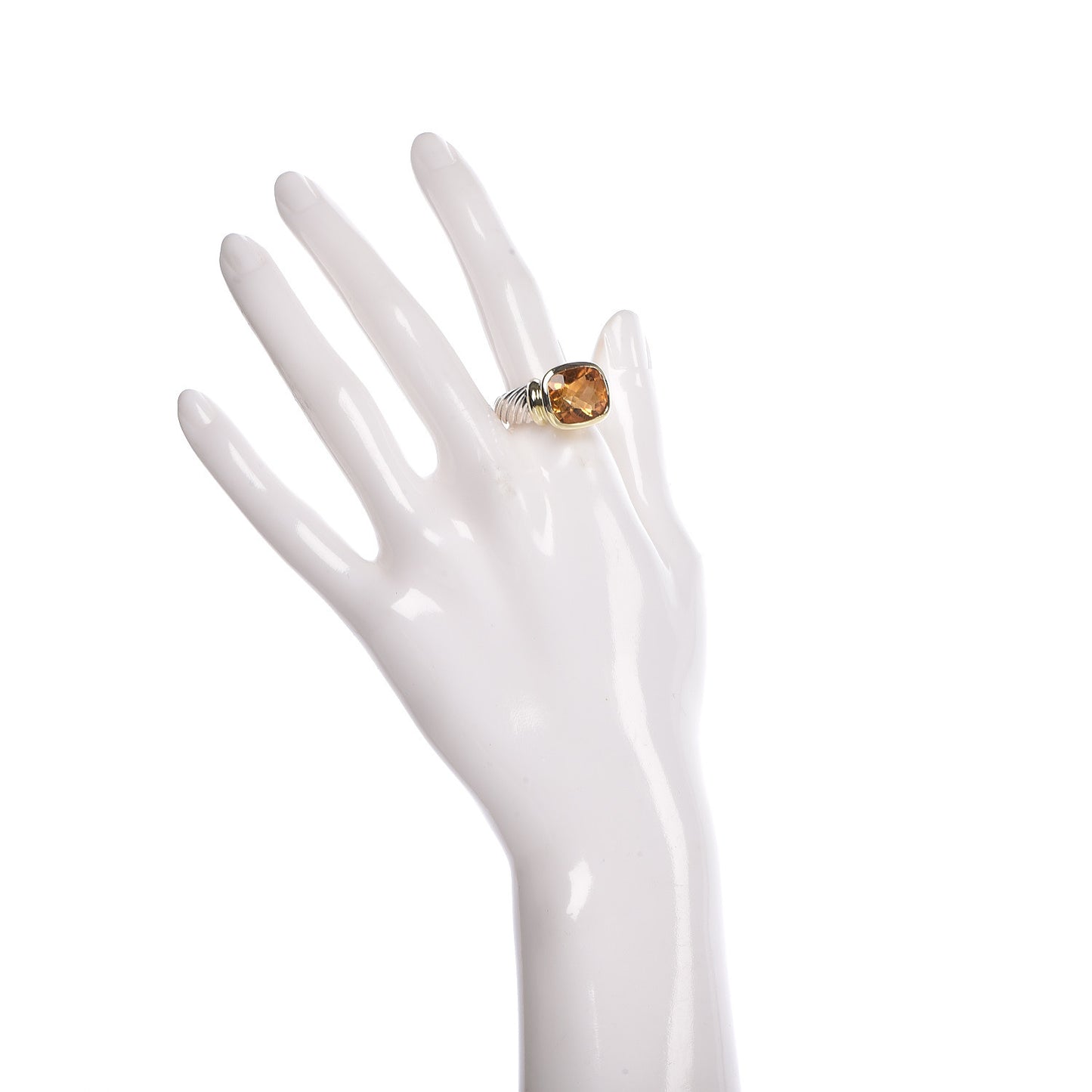 Sterling Silver 14K Yellow Gold Citrine 14mm Noblesse Ring 61 9.75