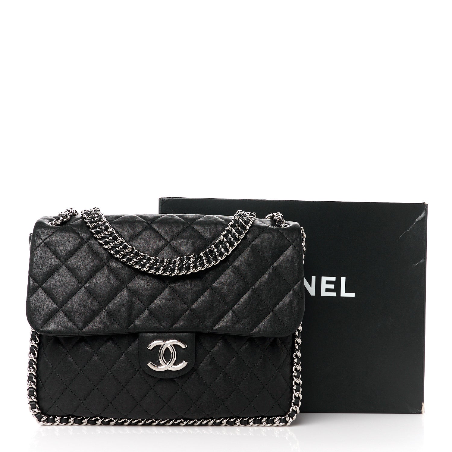 Chanel Washed Lambskin Quilted Maxi Chain Around Flap Black 11 of 11