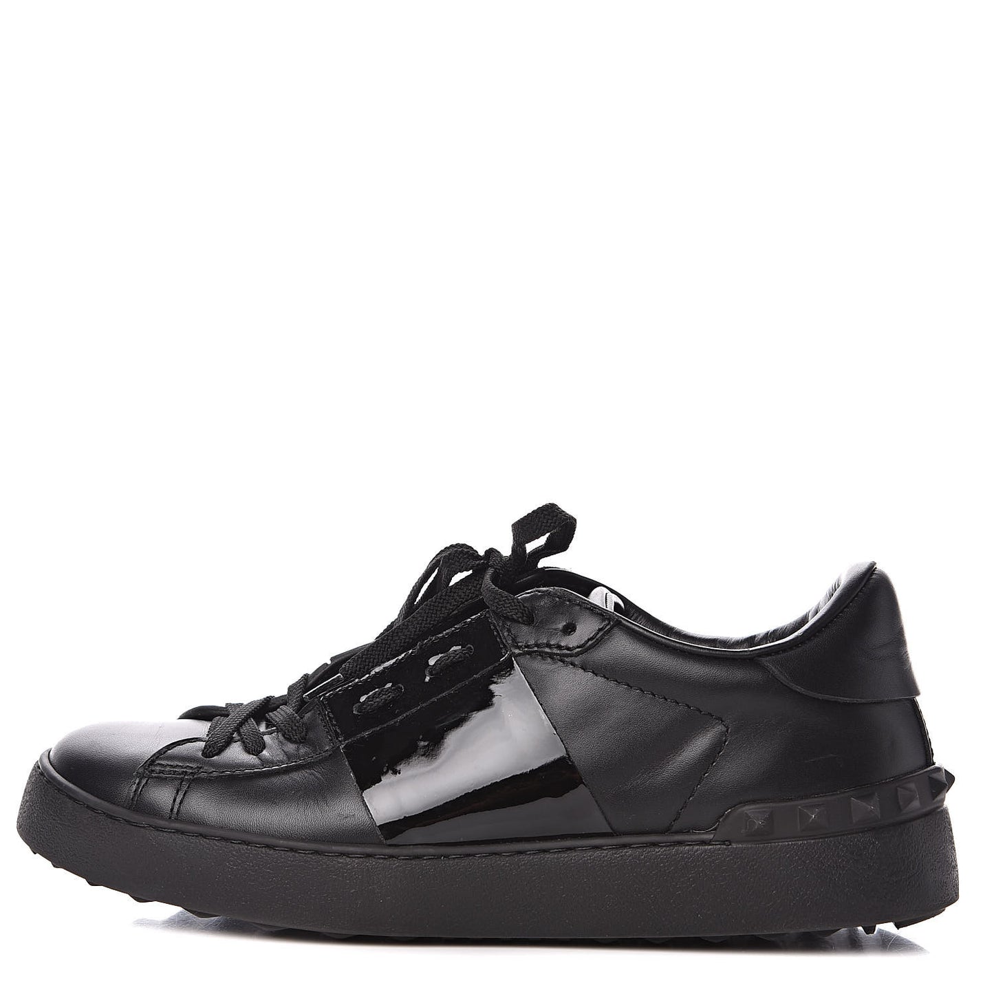 Calfskin Patent Rockstud Open Sneakers 38 Black