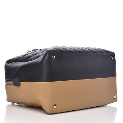 Chanel Calfskin Quilted Feather Weight Bowling Bag Black Beige 4 of 14