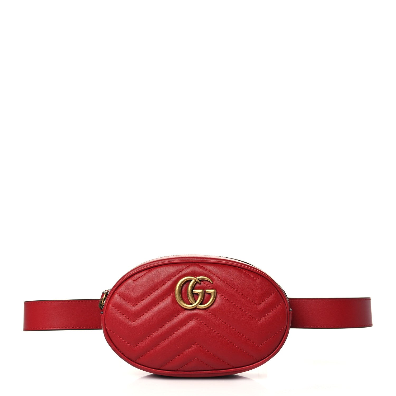 Gucci Calfskin Matelasse GG Marmont Belt Bag 85 34 Hibiscus Red 1 of 7