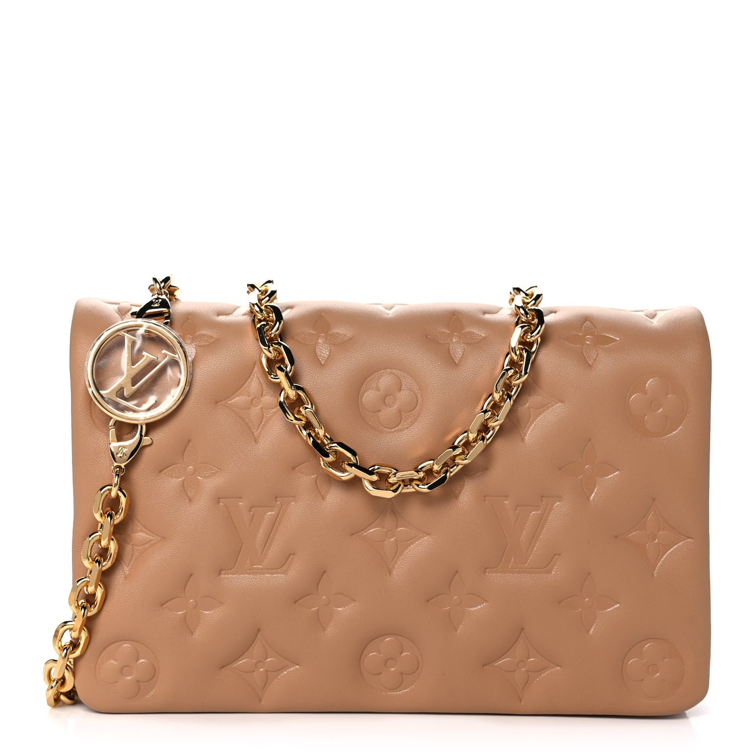 Louis Vuitton Lambskin Embossed Monogram Pochette Coussin Camel 1 of 10