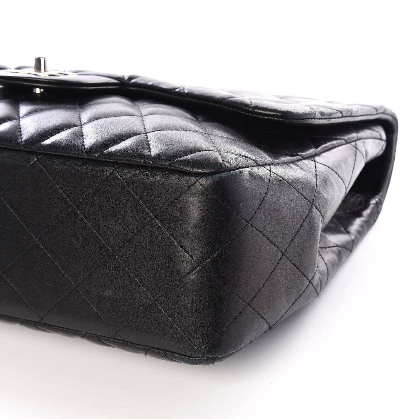 Lambskin Quilted Jumbo Single Flap Black
