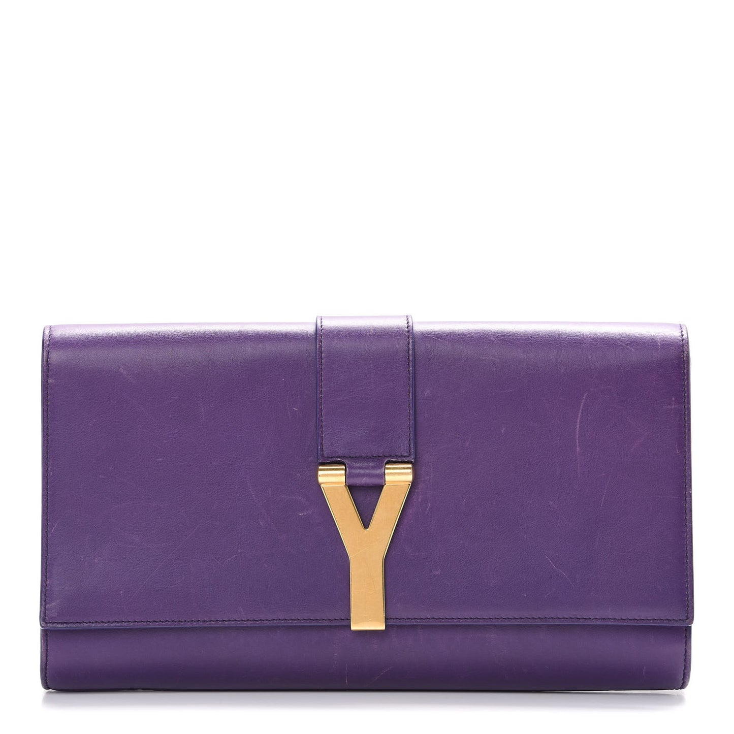 Textured Calfskin Classic Y Ligne Clutch Purple