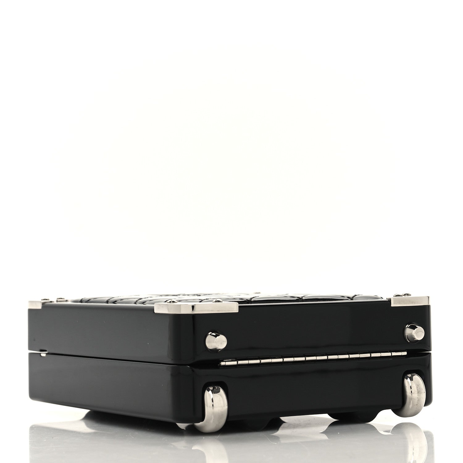 Chanel Plexiglass Patent Evening In The Air Mini Trolley Minaudiere Clutch Black Gold 5 of 13