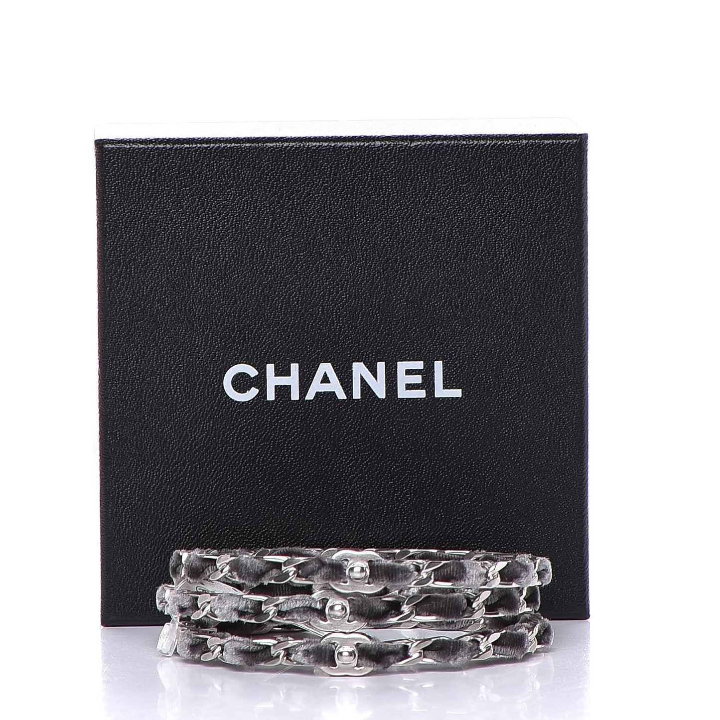 Velvet Chain CC Bangles Set of 3 Silver M