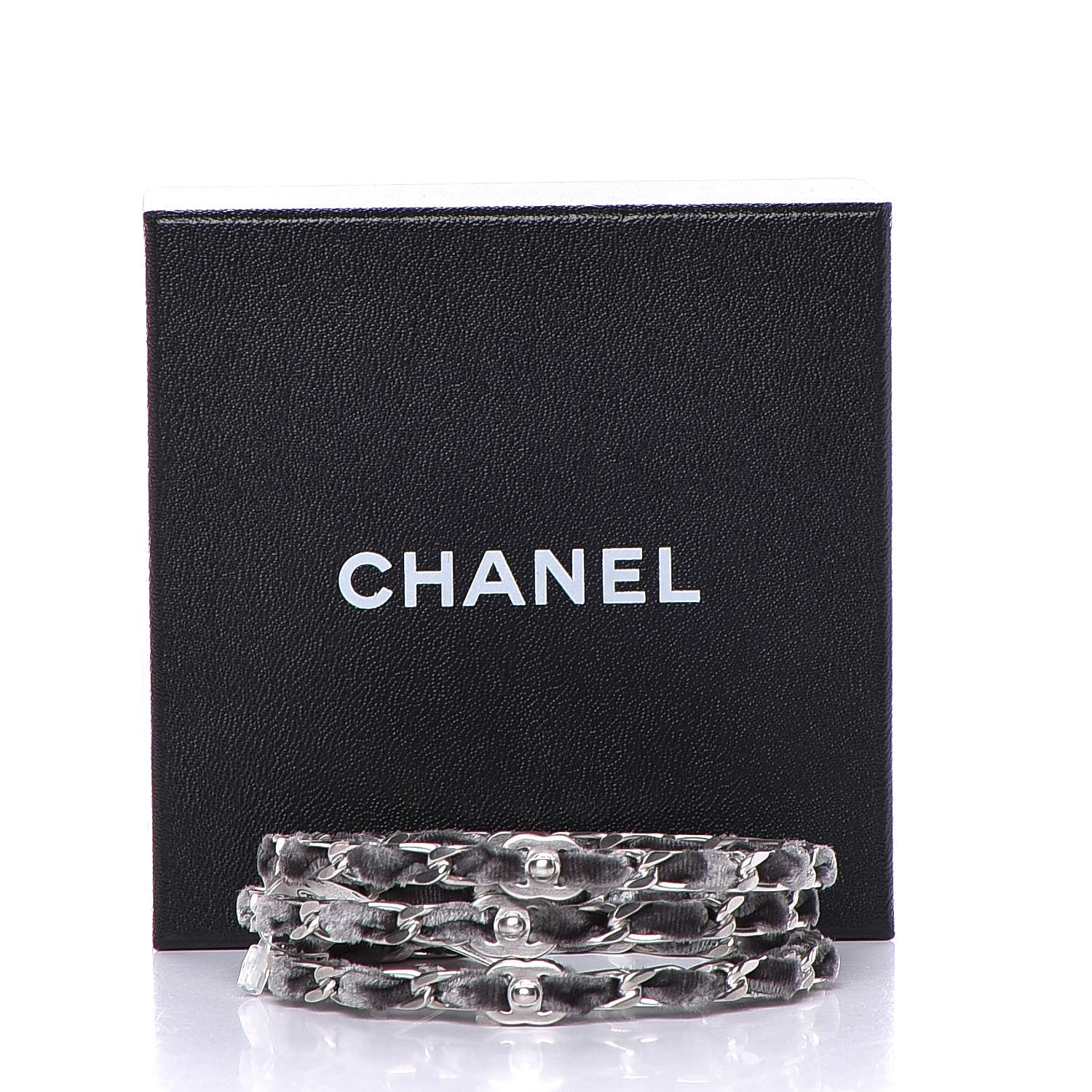 Chanel Velvet Chain CC Bangles Set of 3 Silver M 5 of 5