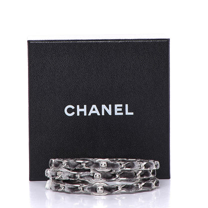Chanel Velvet Chain CC Bangles Set of 3 Silver M 5 of 5