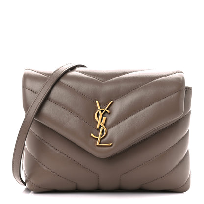 Saint Laurent Calfskin Y Quilted Monogram Toy Loulou Crossbody Bag Taupe 1 of 11