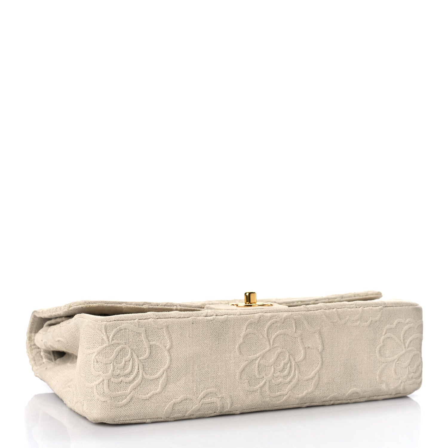 Chanel Canvas Camellia Embroidered Medium Double Flap Ivory 3 of 11