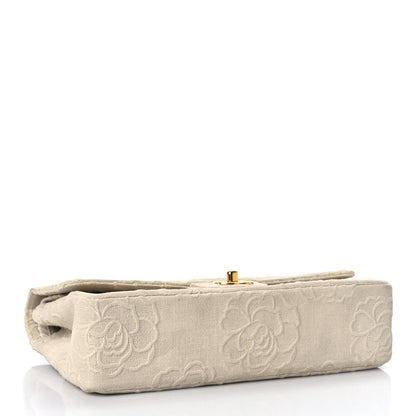Chanel Canvas Camellia Embroidered Medium Double Flap Ivory 3 of 11