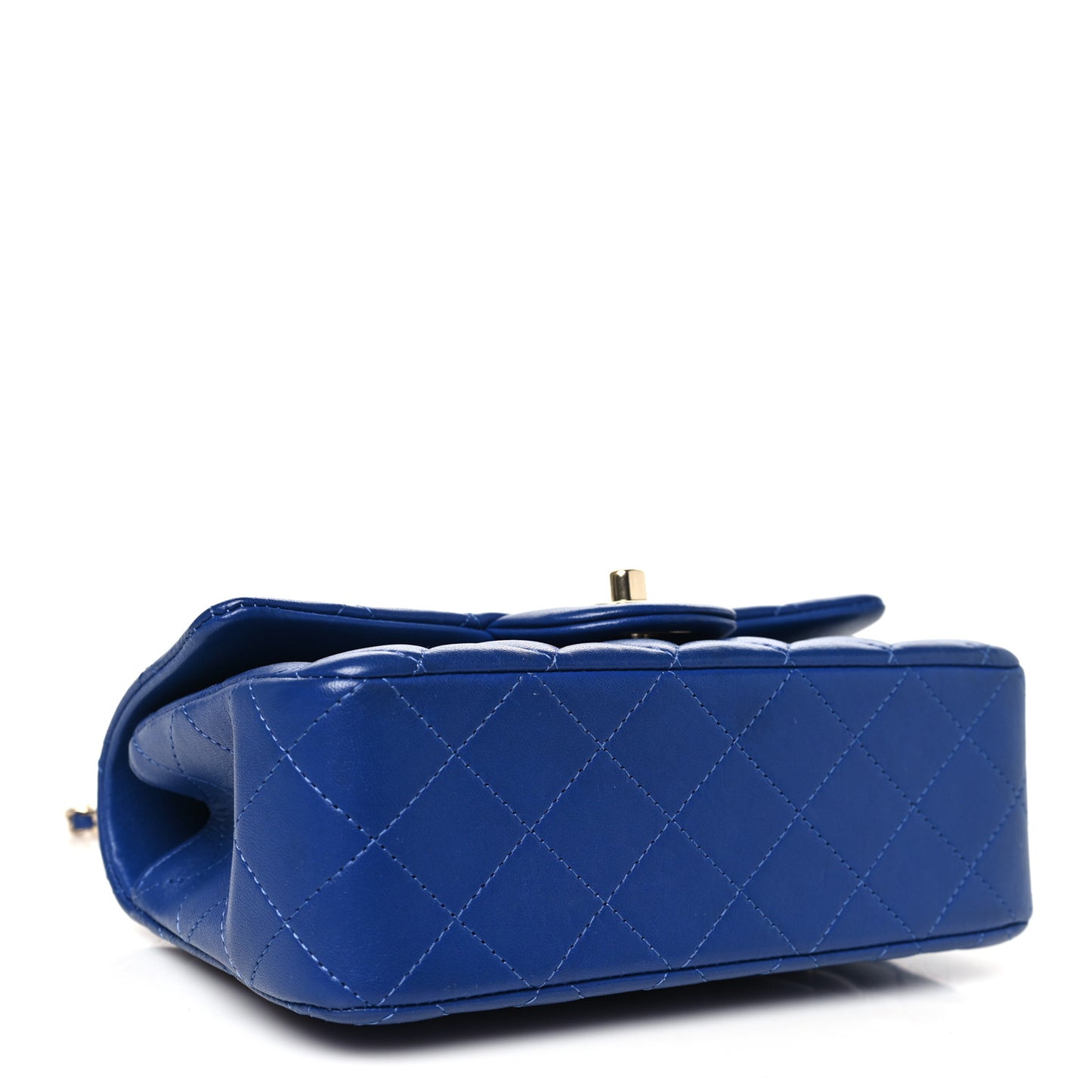 Lambskin Quilted Mini Top Handle Rectangular Flap Blue