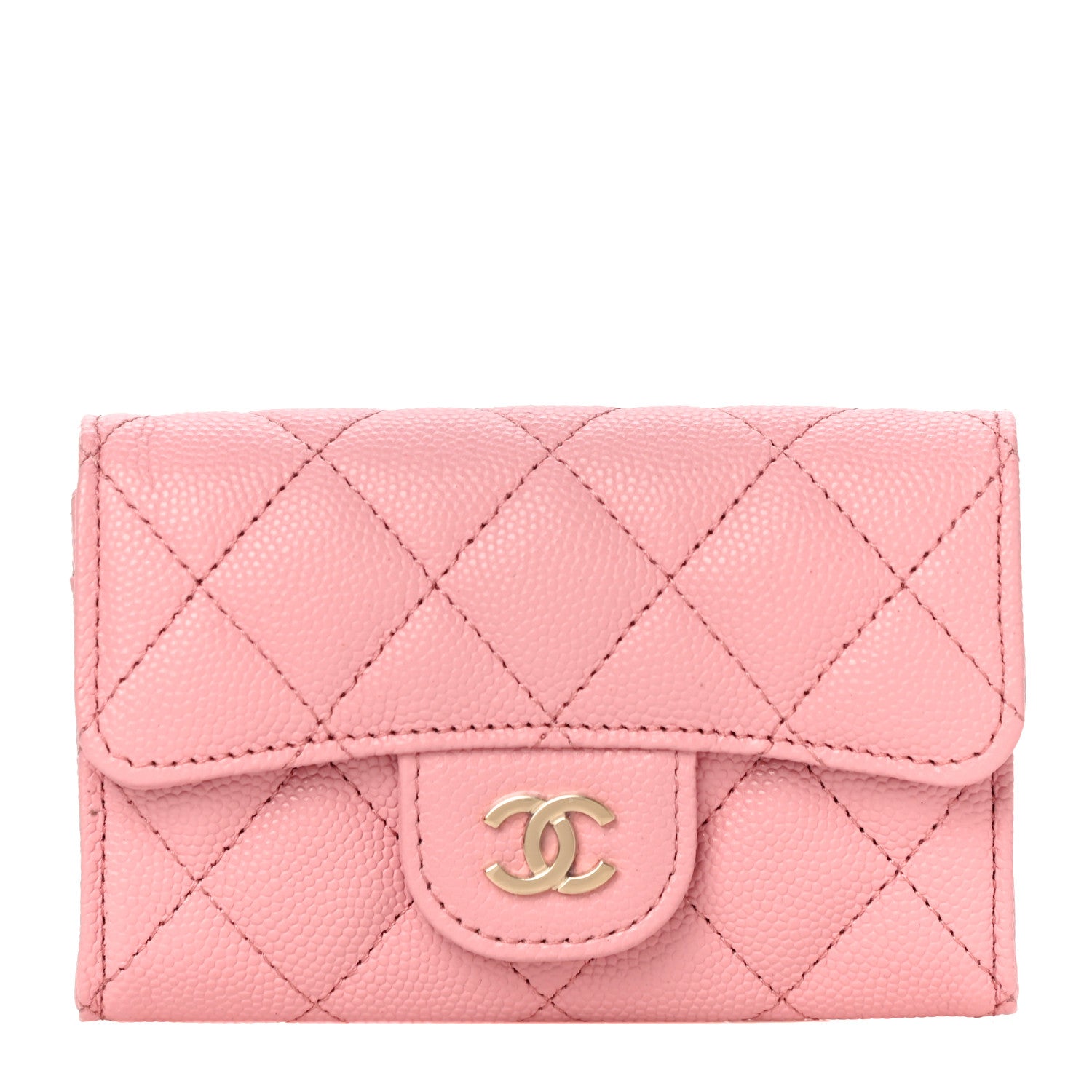 Chanel Caviar Quilted Flap Card Holder Wallet Pink 1 of 12