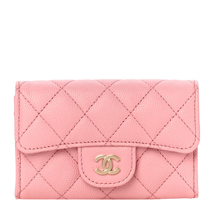Chanel Caviar Quilted Flap Card Holder Wallet Pink 1 of 12
