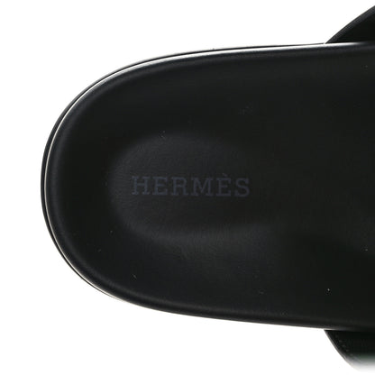 Hermes Calfskin Womens Chypre Sandals 39.5 Black 7 of 10