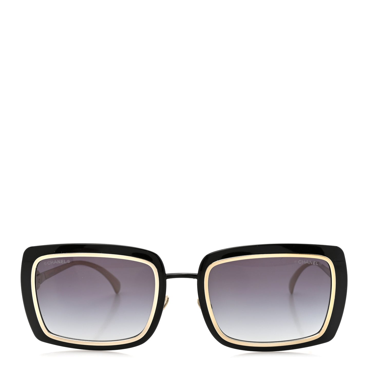Metal Crystal CC Logo Sunglasses 71707 Black Gold