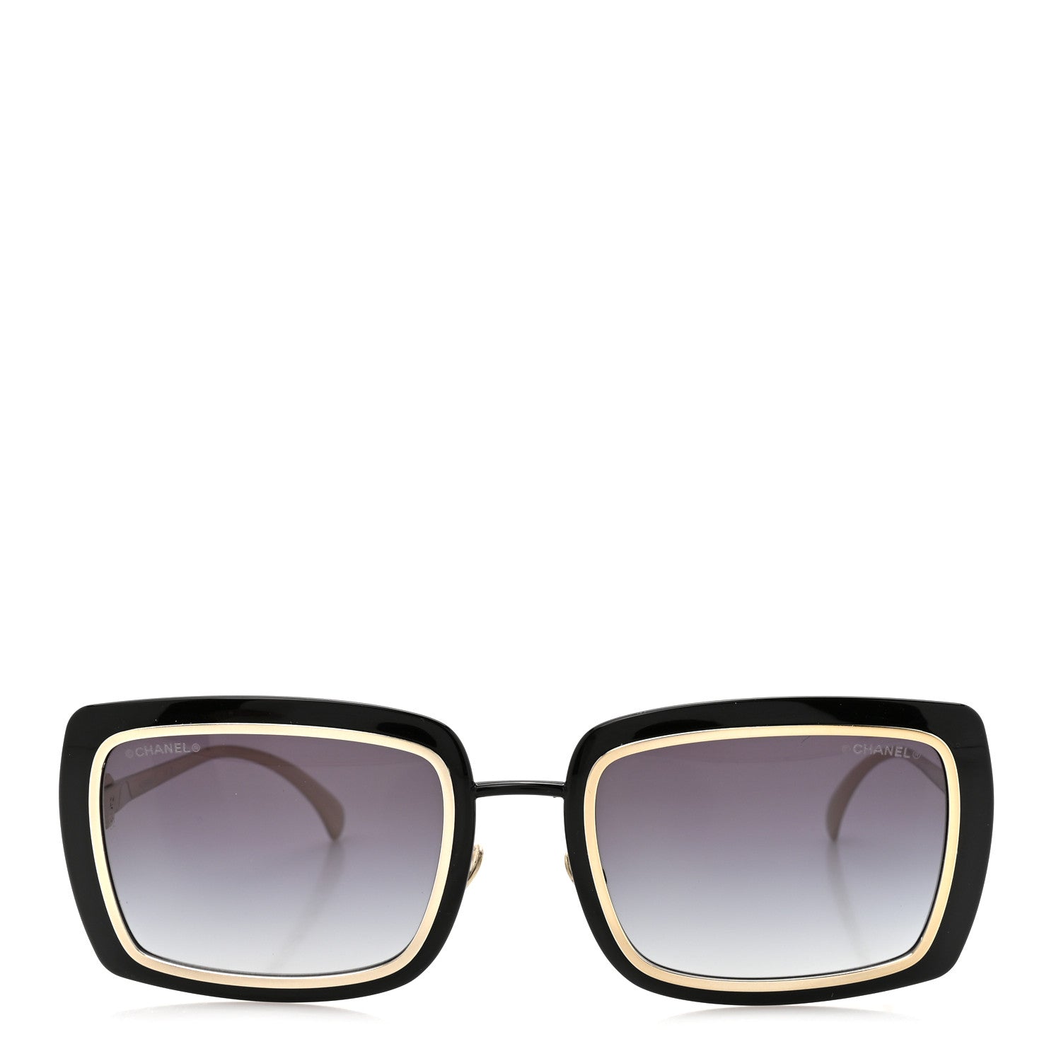 Chanel Metal Crystal CC Logo Sunglasses 71707 Black Gold 2 of 7