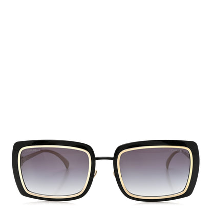 Chanel Metal Crystal CC Logo Sunglasses 71707 Black Gold 2 of 7