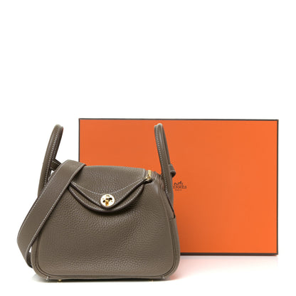 Hermes Taurillon Clemence Mini Lindy 20 Etoupe 12 of 12