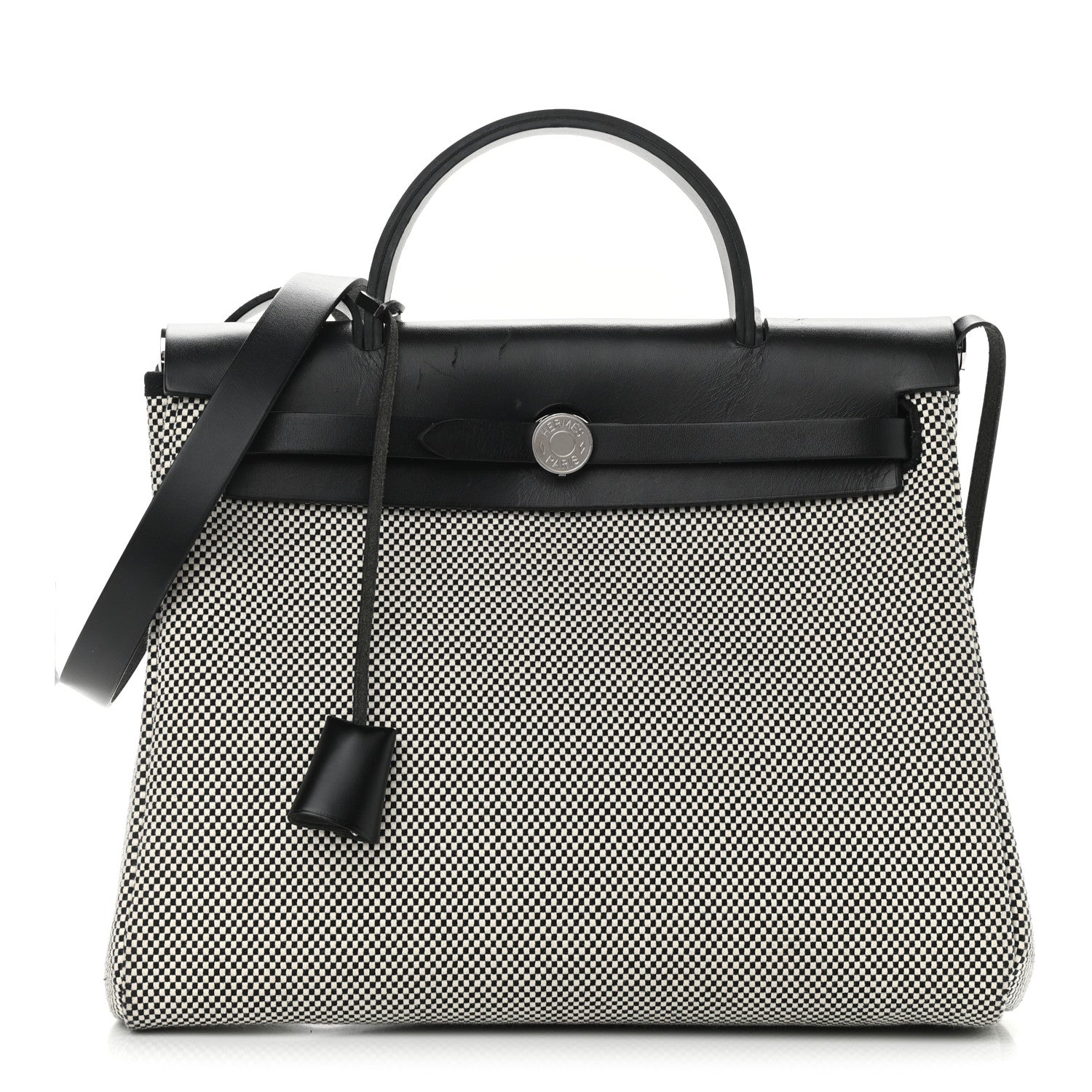 Hermes Vache Hunter Criss Viking Herbag Zip Retourne 31 PM Ecru Black 1 of 10
