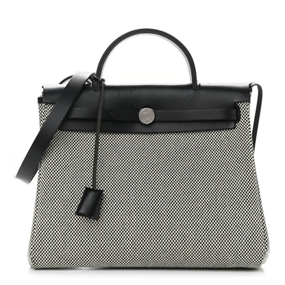 Hermes Vache Hunter Criss Viking Herbag Zip Retourne 31 PM Ecru Black 1 of 10